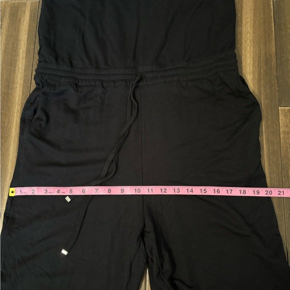 XL Black Jumpsuit Waist Tie Pockets Sweatpant Material Lounge Comfy Casual Tank - Picture 4 of 10